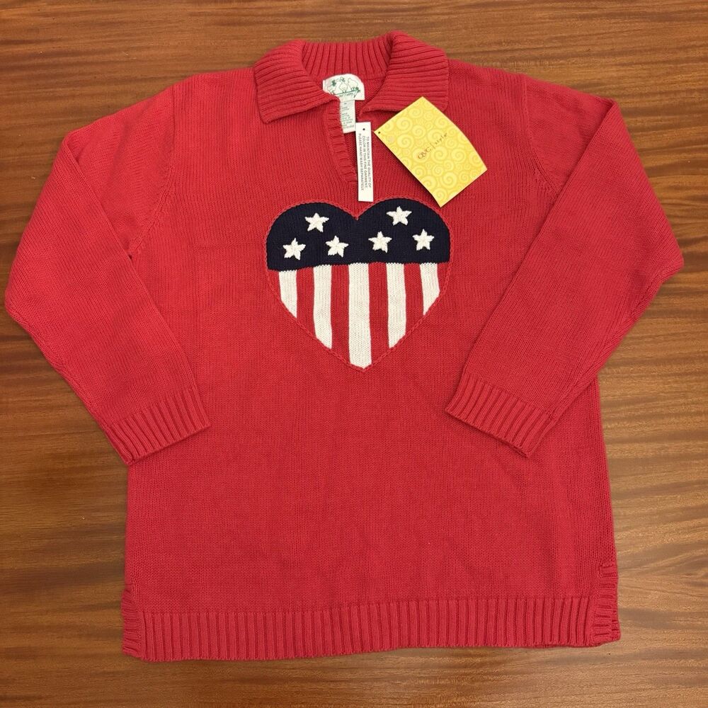 Quacker Factory Women Medium Sweater Patriotic NWT‎ USA Flag